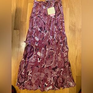 Elegant Burgundy and White Maxi Skirt NWT